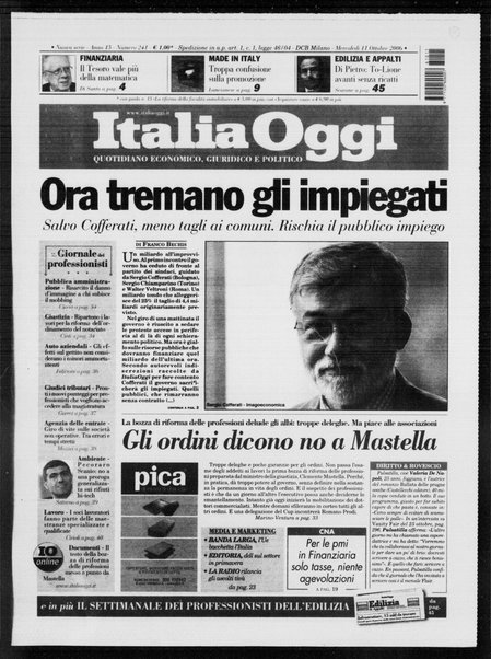 Italia oggi : quotidiano di economia finanza e politica